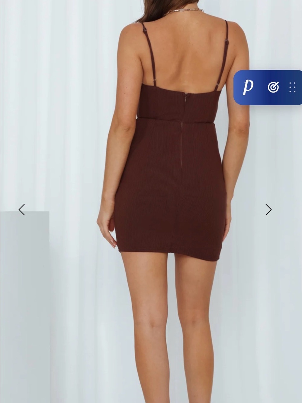 Hello Molly Chocolate Brown Ribbed Square-Neck Mini Dress - Picture 2 of 3